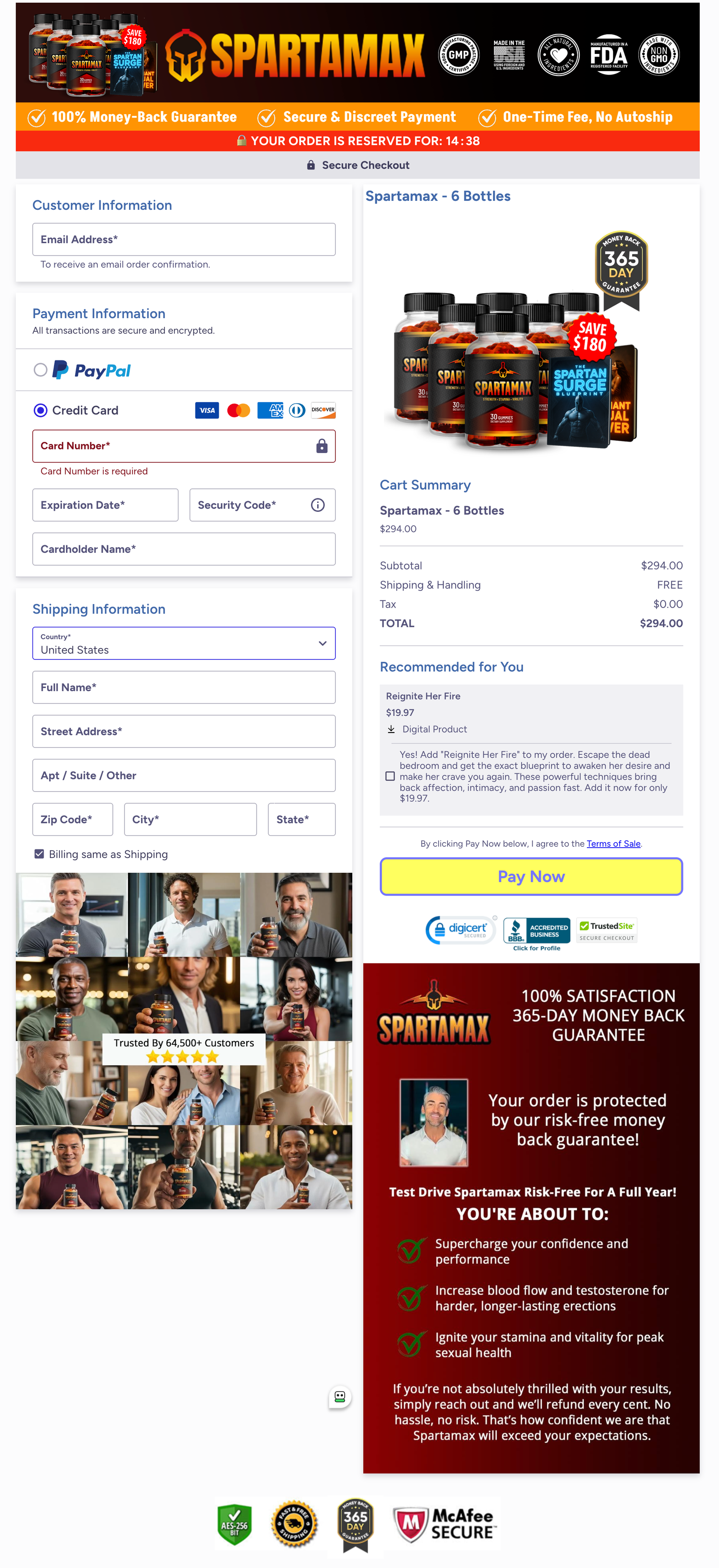 SpartaMax Official Website Secure Order Page